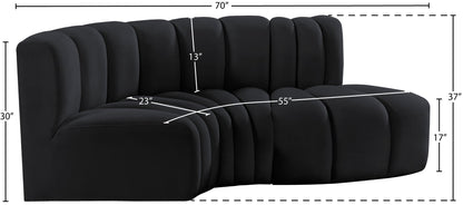 Arc - Velvet 3 Piece Modular L-Shaped Sofa