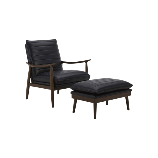 HEPBERN LEATHER CHAIR WITH OTTOMAN