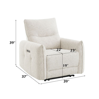 Lalisa - Power Motion Recliner With USB Port - Cream Chenille