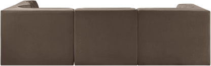 Rummi - Velvet Performance Fabric Upholstered 4 Piece Modular Sectional