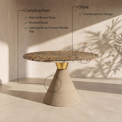 Baleen - Genuine Marble And Jute Dining Table