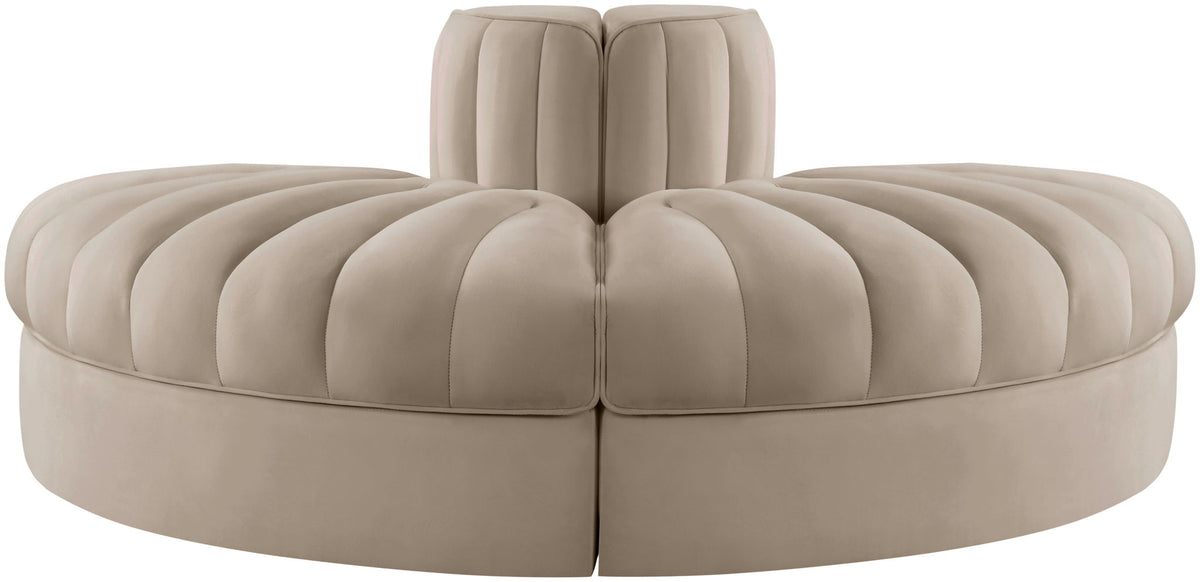 Rummi - Velvet Performance Fabric Upholstered 2 Piece Rounded Modular Loveseat