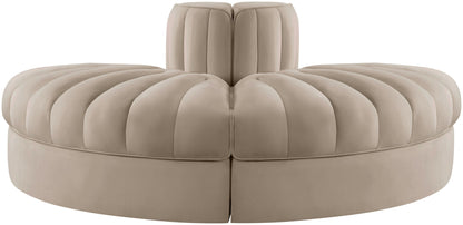 Rummi - Velvet Performance Fabric Upholstered 2 Piece Rounded Modular Loveseat