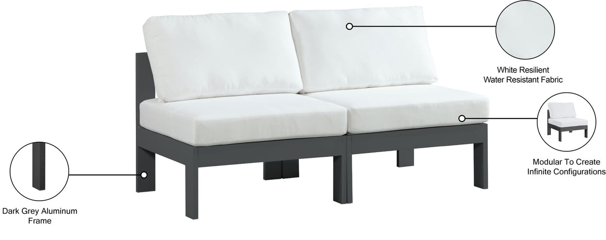 Nizuc - Outdoor Patio 2 Seat Armless Modular Sofa With Gray Frame