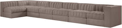 Rummi - Velvet Performance Fabric Upholstered 7 Piece Modular Sectional, L-Shaped (Right)