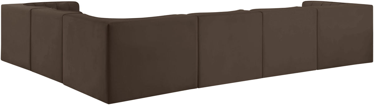Rummi - Velvet Performance Fabric Upholstered 6 Piece Modular Sectional (With 3 Corner Chairs)