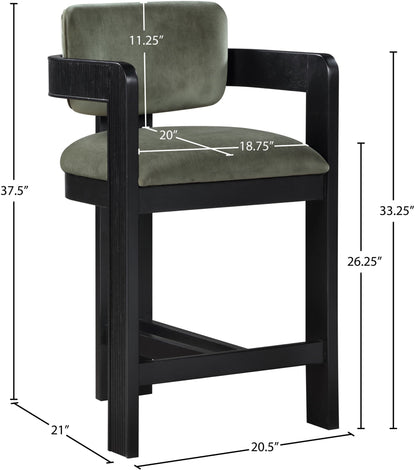 Sacha - Velvet Stool With Black Base
