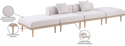 Laguna - 4 Piece 142" Outdoor Patio Armless Modular Sofa With 2 Backless Seats