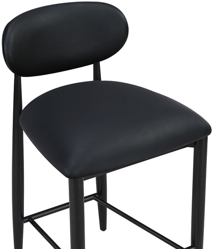 Riccio - Faux Leather Stool - Black Frame