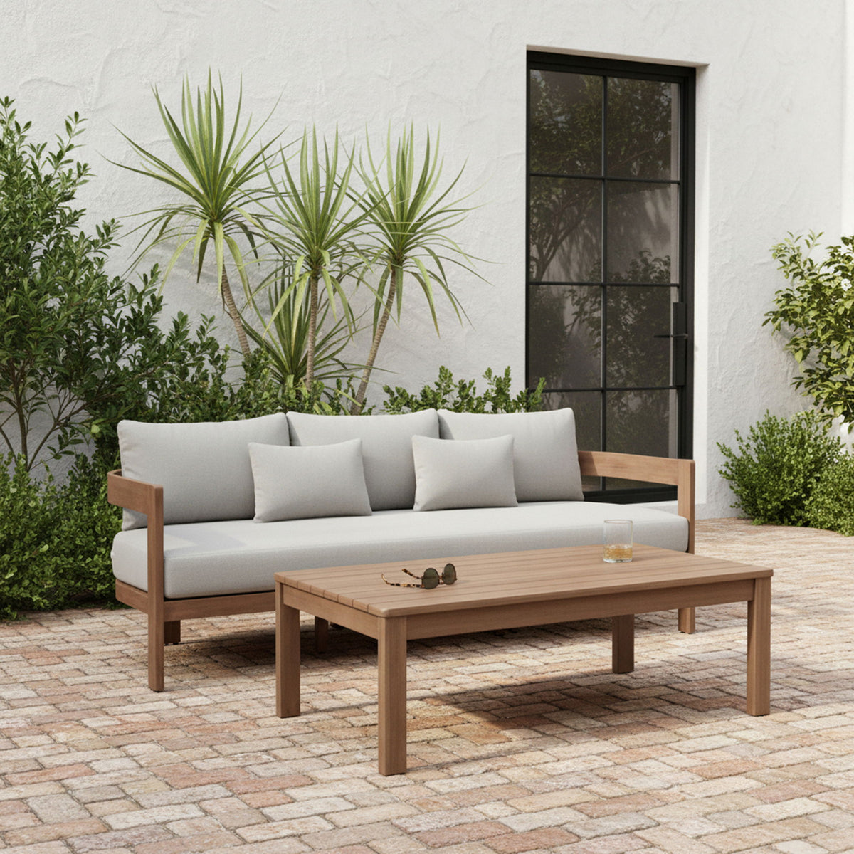 Newport - Water Resistant Fabric 86.75" Upholstered Outdoor Patio Sofa