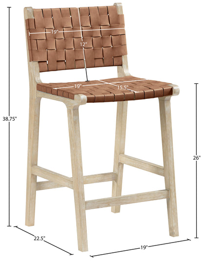Entwine - Vegan Leather Upholstered Counter Stool - Painted Natural