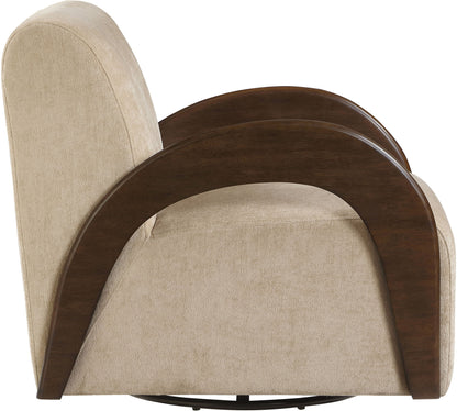 Neria - Chenille Fabric Upholstered Swivel Accent Chair - Painted Brown Base