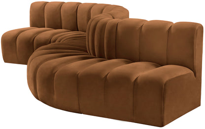 Arc - Velvet 6 Piece Curved Modular Sofa - Saddle