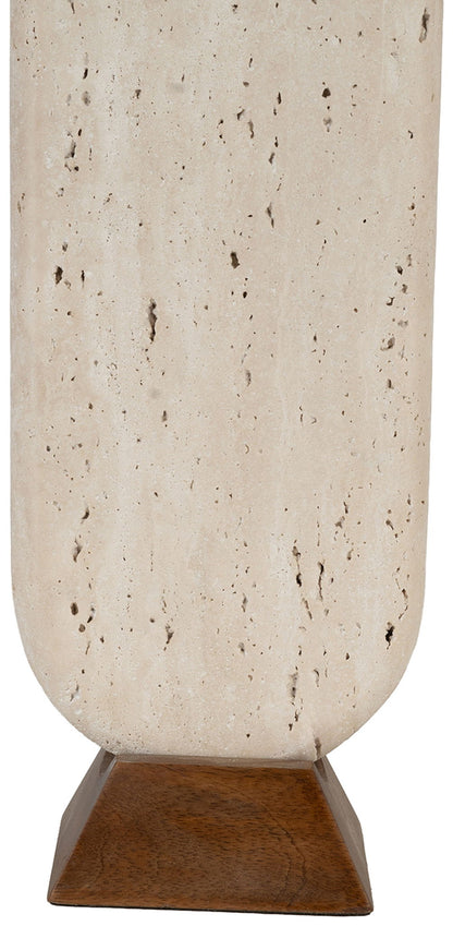 Solis - Genuine Marble And Mango Wood Base With Linen Textured Fabric Shade Table Lamp