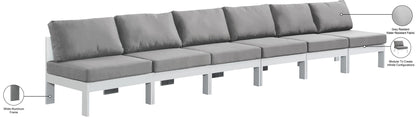 Nizuc - Outdoor Patio 6 Seat Armless Modular Sofa With White Frame