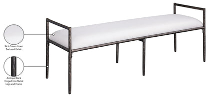 Axis - Linen Textured Cream Fabric Upholstered Bench