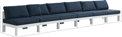 Nizuc - Outdoor Patio 6 Seat Armless Modular Sofa With White Frame