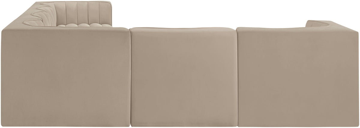 Rummi - Velvet Performance Fabric Upholstered 6 Piece Modular Sectional (With 3 Corner Chairs)
