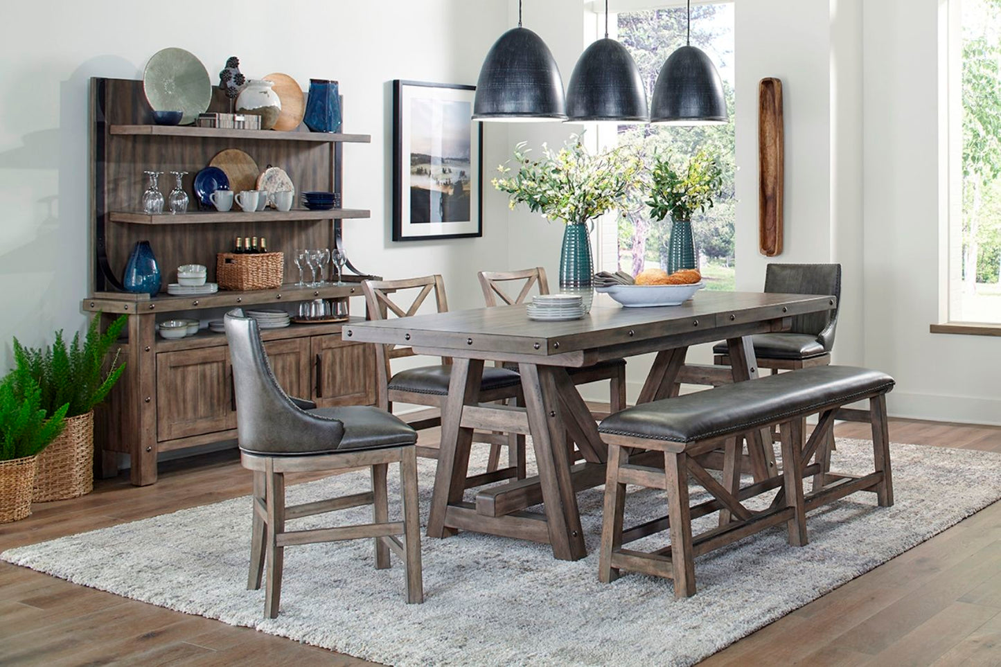 Lodge Dining - Counter Height Dining Table With Extensions - Siltstone