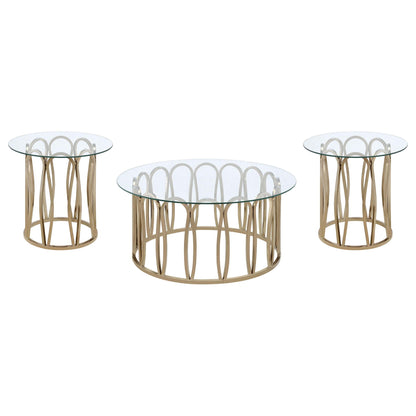 Monett 3-piece Coffee and End Table Set Chocolate Chrome