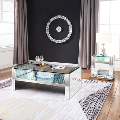 Nysa - 24" End Table - Mirrored & Faux Crystals