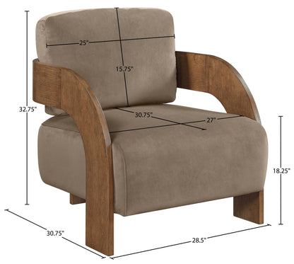 Cedra - Velvet Performance Fabric Upholstered Accent Chair - Brown Frame