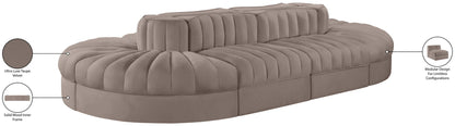 Rummi - Oval Velvet Performance Fabric Upholstered 8 Piece Modular Sectional
