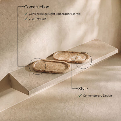 Vanta - Genuine Marble Tray (Set of 2)