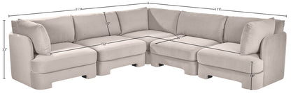 Hammond - Velvet Performance Fabric Upholstered 5 Piece Corner Sectional