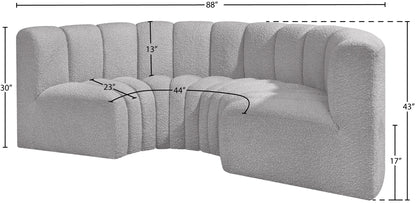 Arc - Boucle Fabric 4 Piece U-Shaped Modular Sofa