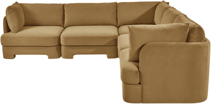 Hammond - Velvet Performance Fabric Upholstered 5 Piece Corner Sectional