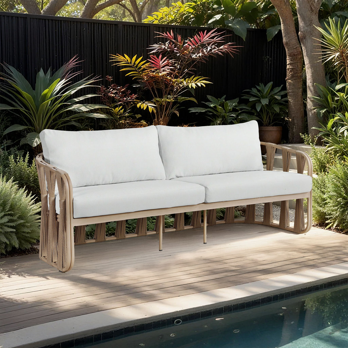San Pietro - Resilient Waterproof Fabric 90.5" Upholstered Outdoor Patio Sofa