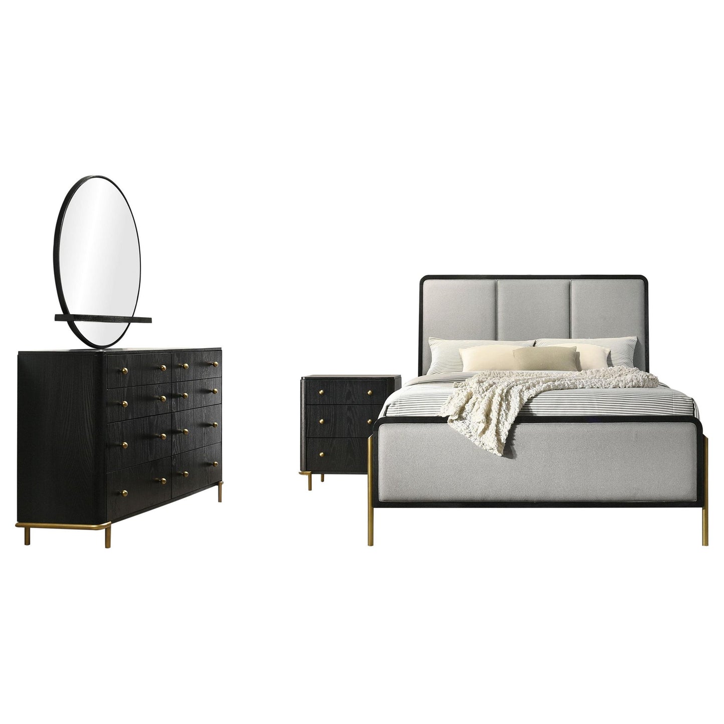 Arini 4-piece Eastern King Bedroom Set Black and Grey