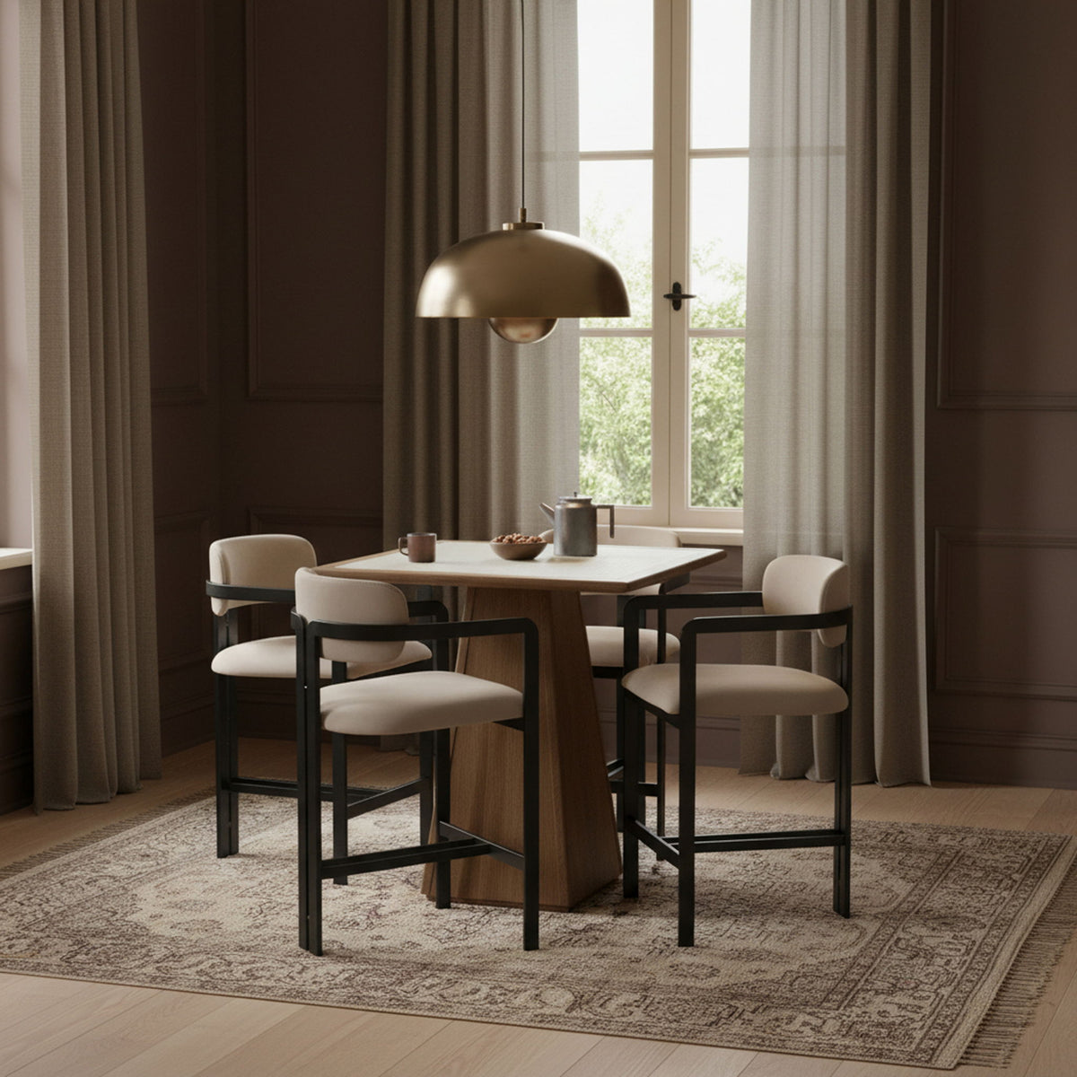 Aurum - Vegan Leather Upholstered Counter Stool With Graphite Black Base