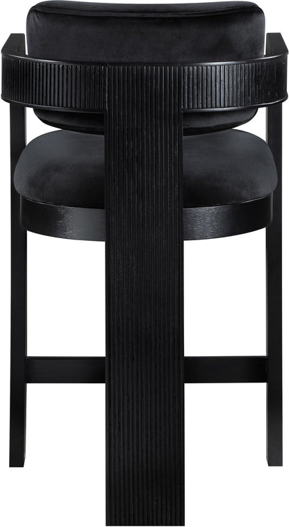 Sacha - Velvet Stool With Black Base