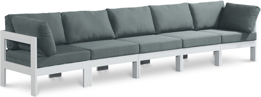Nizuc - Outdoor Patio 5 Seat Modular Sofa With White Frame