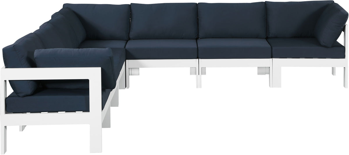 Nizuc - Outdoor Patio 7 Piece Modular Sectional With White Frame