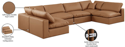 Comfy - 6 Piece Faux Leather Modular Armless Sectional