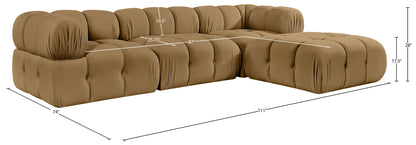 Orin - Velvet 4 Piece Modular Sectional With Chaise