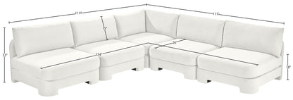 Hammond - Velvet Performance Fabric Upholstered 5 Piece Armless Sectional
