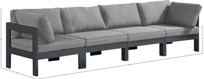 Nizuc - Outdoor Patio 4 Seat Modular Sofa With Gray Frame