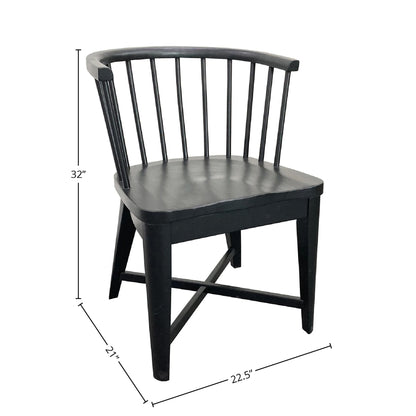 Americana Modern Dining - Round Dining Table And 4 Black Barrel Chairs - Cotton
