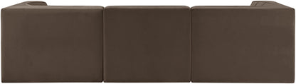 Rummi - Velvet Performance Fabric Upholstered 3 Piece Modular Sofa