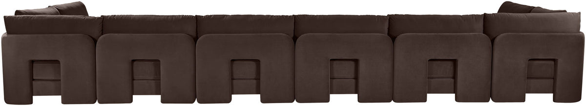 Hammond - Velvet Performance Fabric Upholstered 8 Piece U-Shaped Armless Sectional - Beige