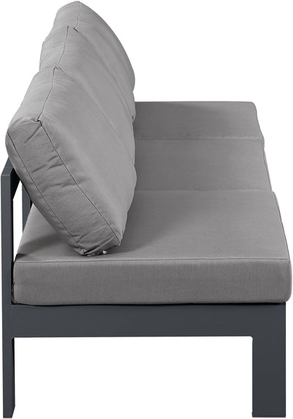 Nizuc - Outdoor Patio 3 Seat Armless Modular Sofa With Gray Frame