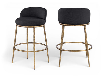 Ferro - Performance Fabric Upholstered Bar Stool - Antique Brass