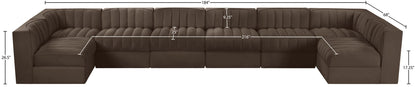Rummi - Velvet Performance Fabric Upholstered 8 Piece Modular Sectional (With 2 Corner Chairs)