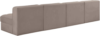 Rummi - Armless Velvet Performance Fabric Upholstered 4 Piece Modular Sofa