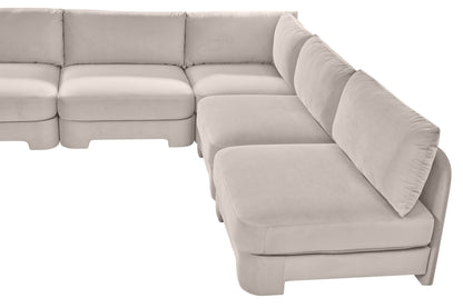 Hammond - Velvet Performance Fabric Upholstered 5 Piece Armless Sectional