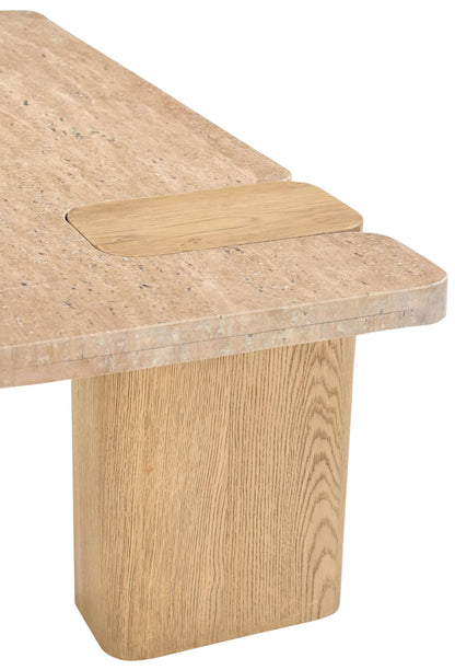 Ravenna - Genuine Fabric Travertine And Oak Wood Table